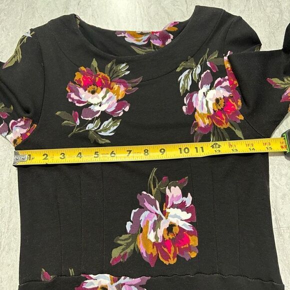Joules Women’s Black Floral Long Sleeve A Line Midi Dress Size US 8 - Picture 9 of 12